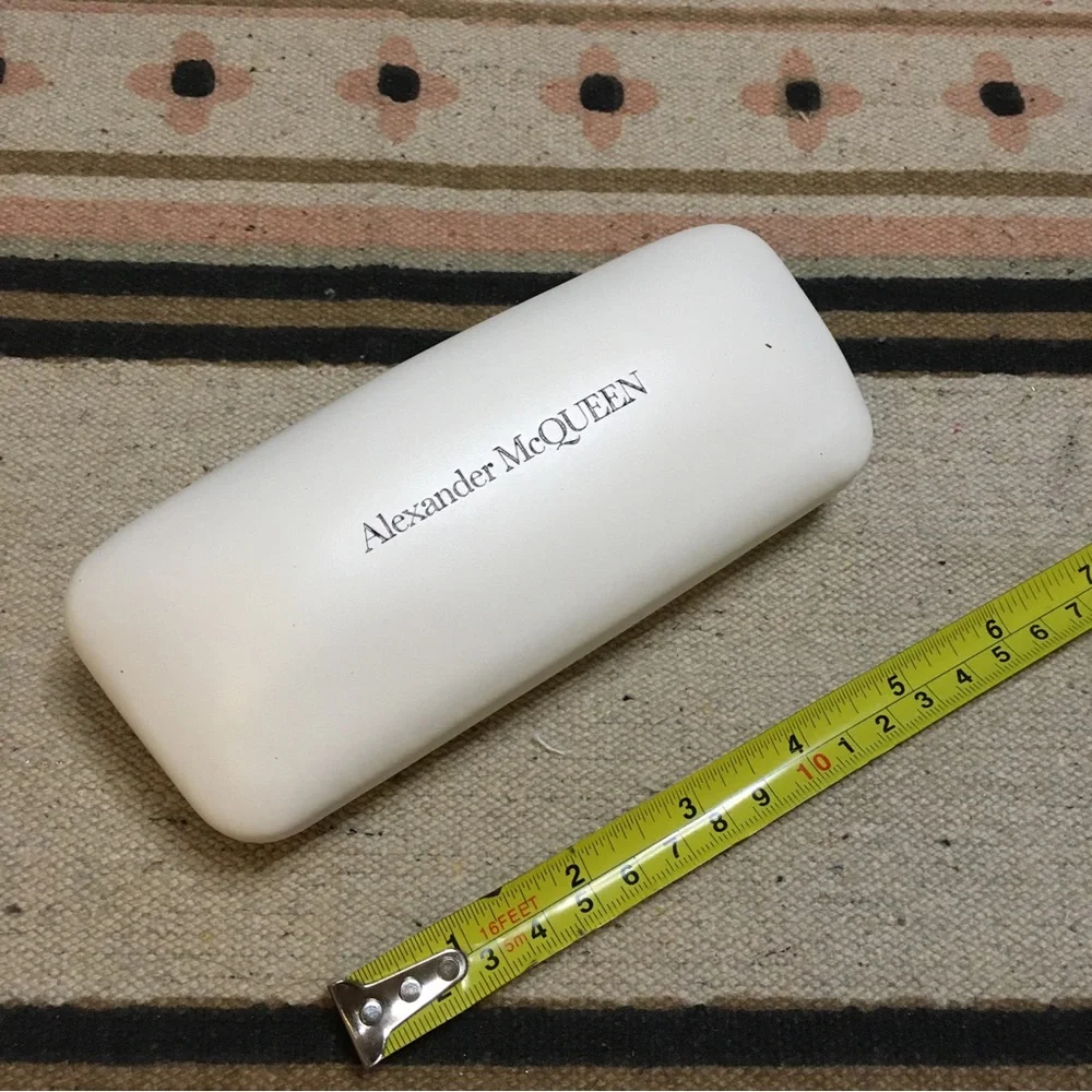 Alexander McQueen white & black eyeglass sunglasses case red lined & shag new